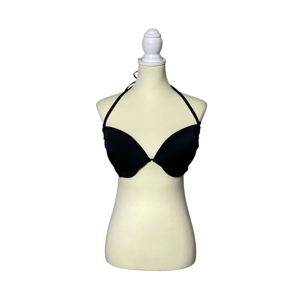 Victoria's Secret Black Halter Wrap Swimsuit Top Women's Size 32DDD